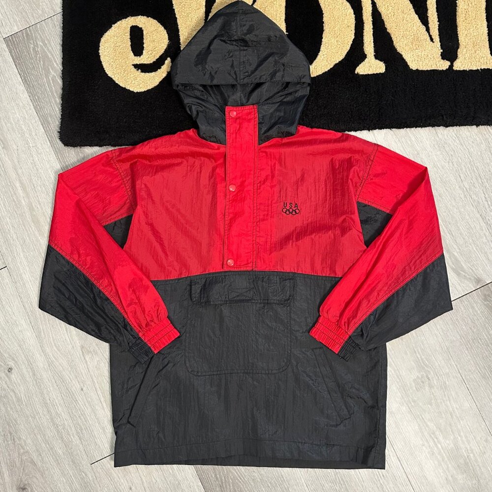 Vintage USA Olympics JC Penny 1/2 Zip Nylon Windbreaker Jacket - Size Medium